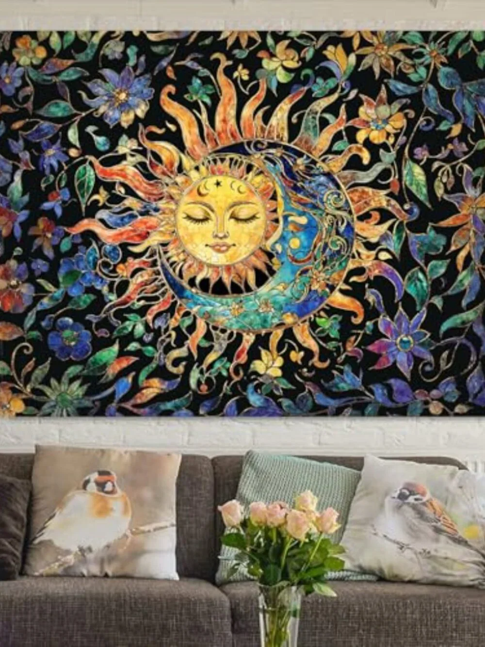 BRAND NEW Sun and Moon Tapestry for Bedroom 48 x 36 Inch